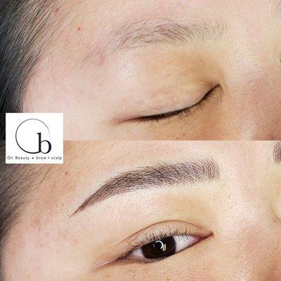 Combination Brows (Right Side) (Microblading + Shading).  More pictures in Instagram: @brows_onbeauty