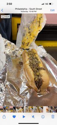 Philly cheesesteak with cheese wiz