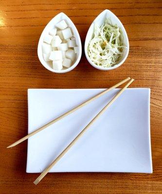 Marinated radish and coleslaw