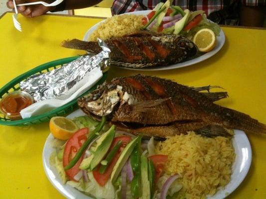 Mojarra plate. Soooo good! Hubby and I eat here for $20!