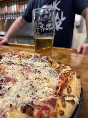 Hawaiian Pizza and a pint of Czech Pilsner !