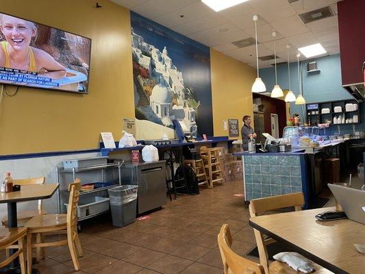 Seating and food order counter.