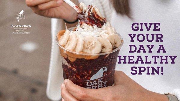 Boost energy levels with Oakberry's acai bowl or smoothie. Packed with vitamins, nutrients, and balanced ingredients for a healthy day.