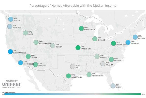 Home Affordability Map from a Unison Report in 2017.