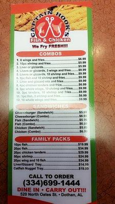 This is the menu. Everything is made to order.!!!