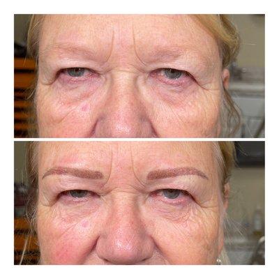 Powder brows on mature skin. Permanent makeup- pmu