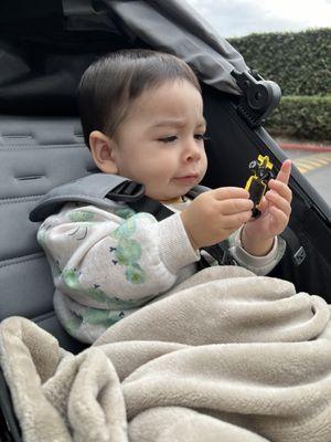 Happy toddler with his prize!