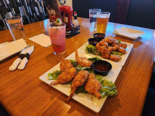 Thai chicken ($13) and coconut shrimp ($13)