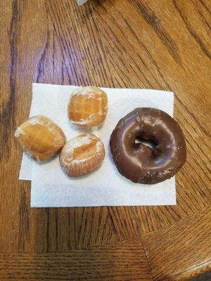 Baked Chocolate Frosted Donut and Glazed Donut Holes