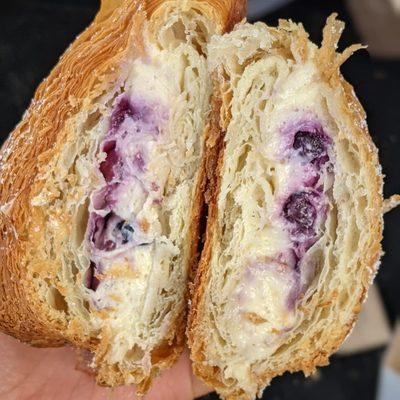 Twice baked blueberry cheesecake croissant