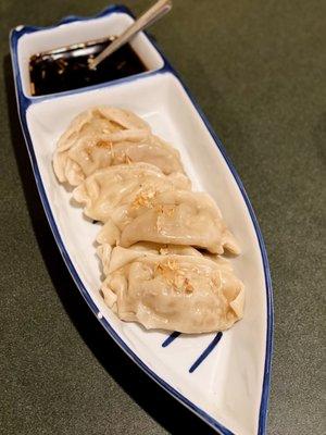 Steamed Pot Stickers with ginger and soy sauce