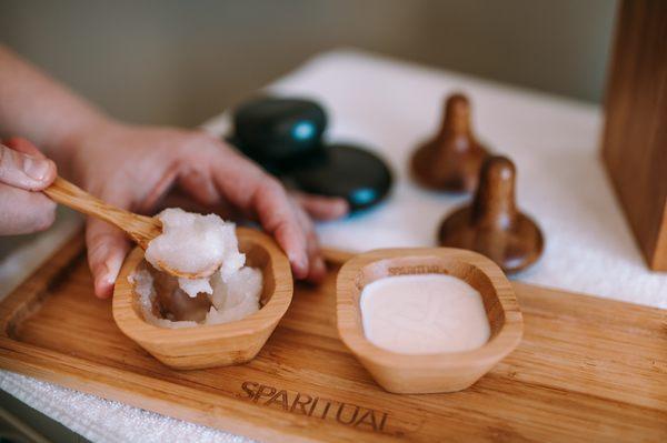 Organic massage ingredients and tools