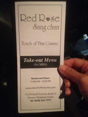 Take-out menu.