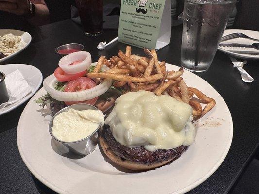 Mushroom and provolone burger