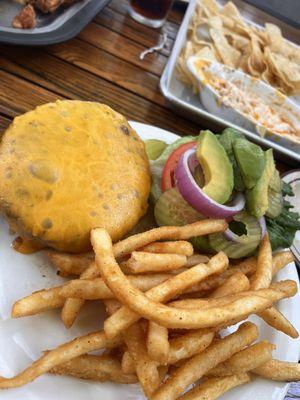 Cheeseburger and fries