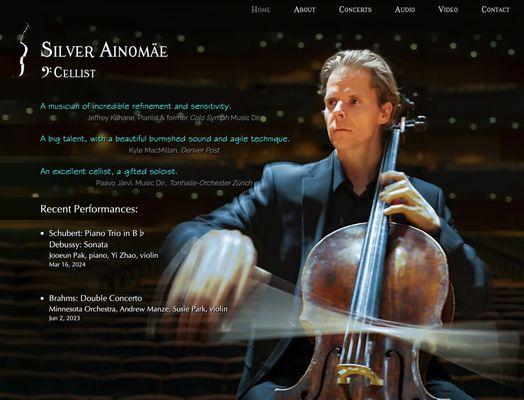 Home page for Minnesota Orchestra Associate Principal Cellist Silver Ainomäe: https://www.silvercello.com