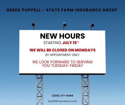 We have new hours! Beginning July 15th, our office will be closed on Mondays and open by appointment only...