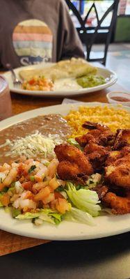 Breaded Shrimp Plate And Babygirl's Steak Quesadilla