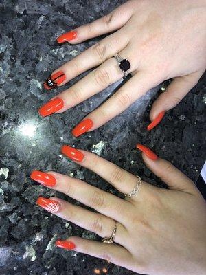 Halloween acrylic gel nails! Nails by Ken, design by Linda!