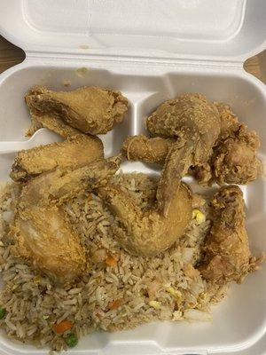 Chicken wings and fried rice