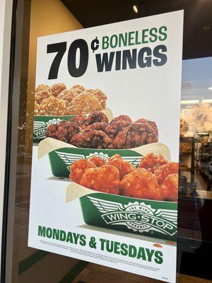 Boneless wings seems wrong! Lol.