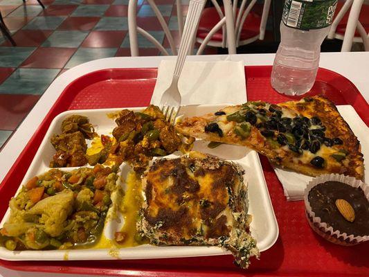 Wednesday-Spinach :asagna, Curried Vegetables, Pizza, and Almond Butter Cup