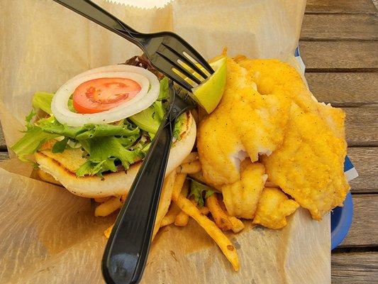 Fried Grouper Sandwich with Fries. VERY GOOD!