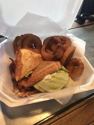 Had to get a BLT and onion rings to go!