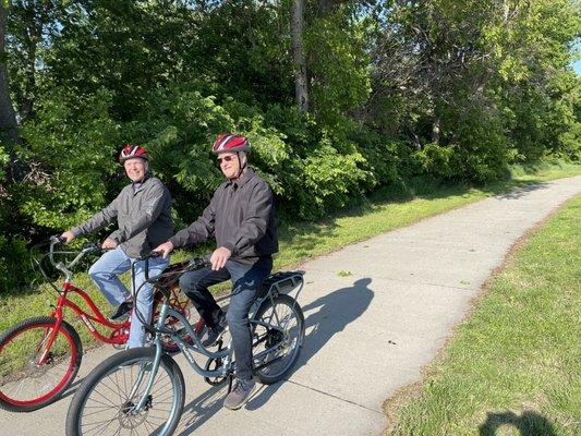 Riding the Papio trail right outside the store