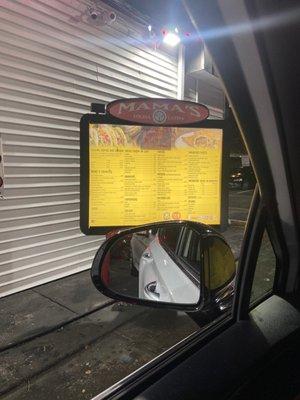 Drive thru menu