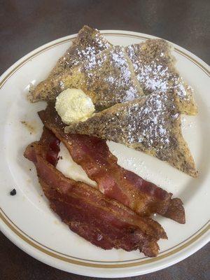 Two French Toast and two Two Slices of Bacon