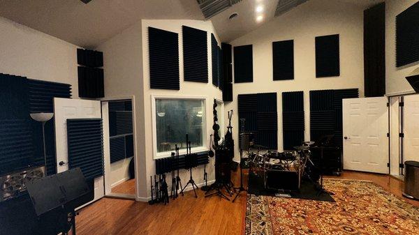 Main recording room and vocal/drum booth