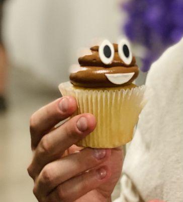 Poop emoji cupcake