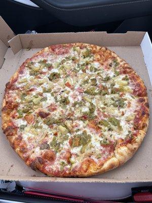 Green chile pineapple pizza