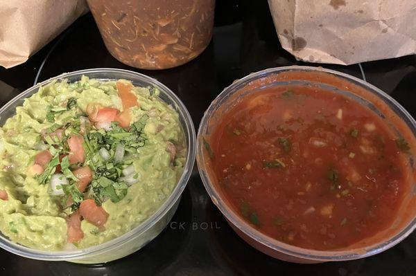 Medium guacamole and salsa