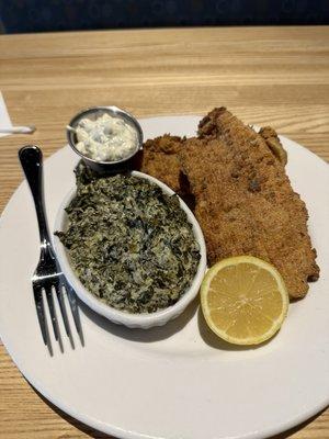 North Carolina Catfish and Parmesan Spinach