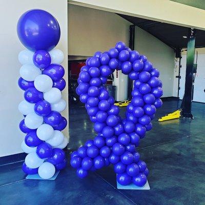 Cancer ribbon design, custom design with Balloon column