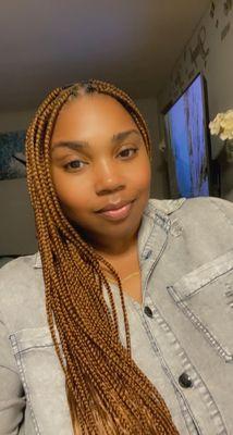 Waist length knotless box braids