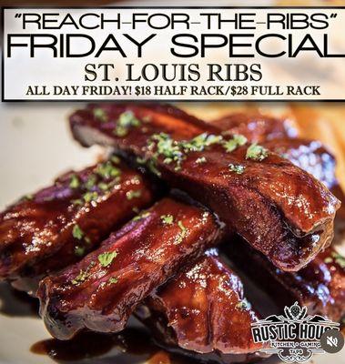 Friday night rib special $28 full rack