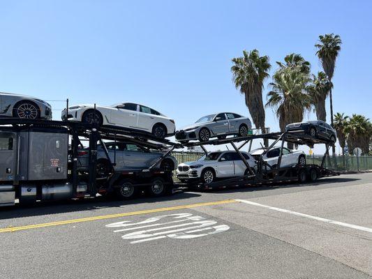 My car on the truck via Oxnard upon arrival at the Dealership