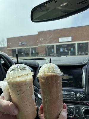 Blended lattes.. vanilla bean and salted rolo yum!