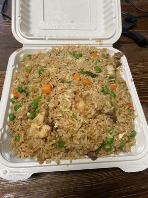 House special fried rice is hot delicious and plentiful. The portion is big enough for at least 2 meals