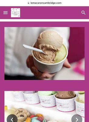 Ice cream advertised (on website)