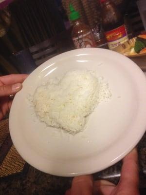 Heart-shaped rice on a plate!!