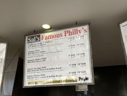 Philly Menu