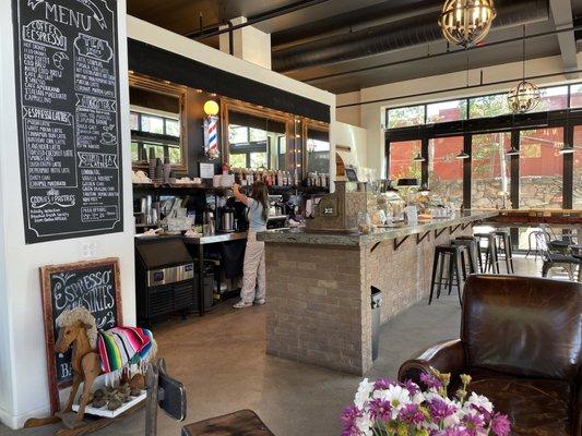 Interior of Val's Workshop.  Love the design of this space.  Nice outdoor patio as well.