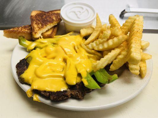 Hamburger Steak Dinner with cheese