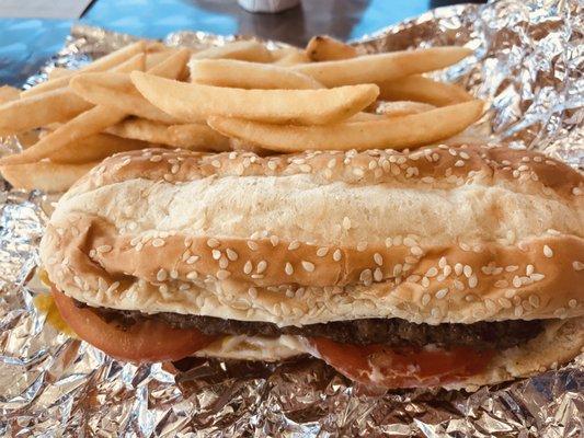 Hamburger and fries