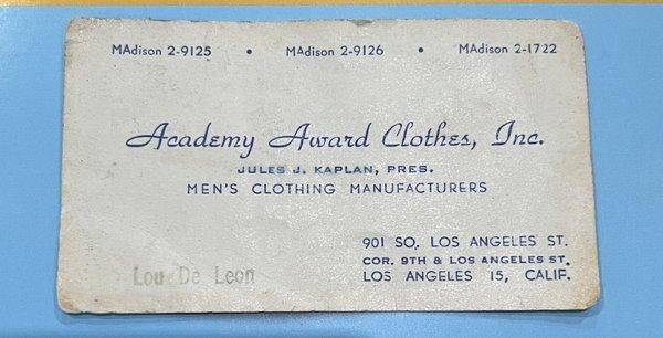 Academy Award Clothes, Inc. Louie De Leon