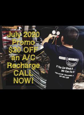 Bring your car in Now for a A/C re-charge & for ALL of your repair Needs!